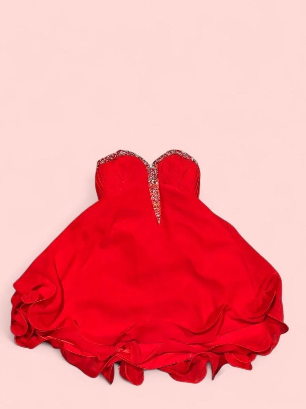 Vintage Red Strapless Mini Dress with Jeweled Sweetheart